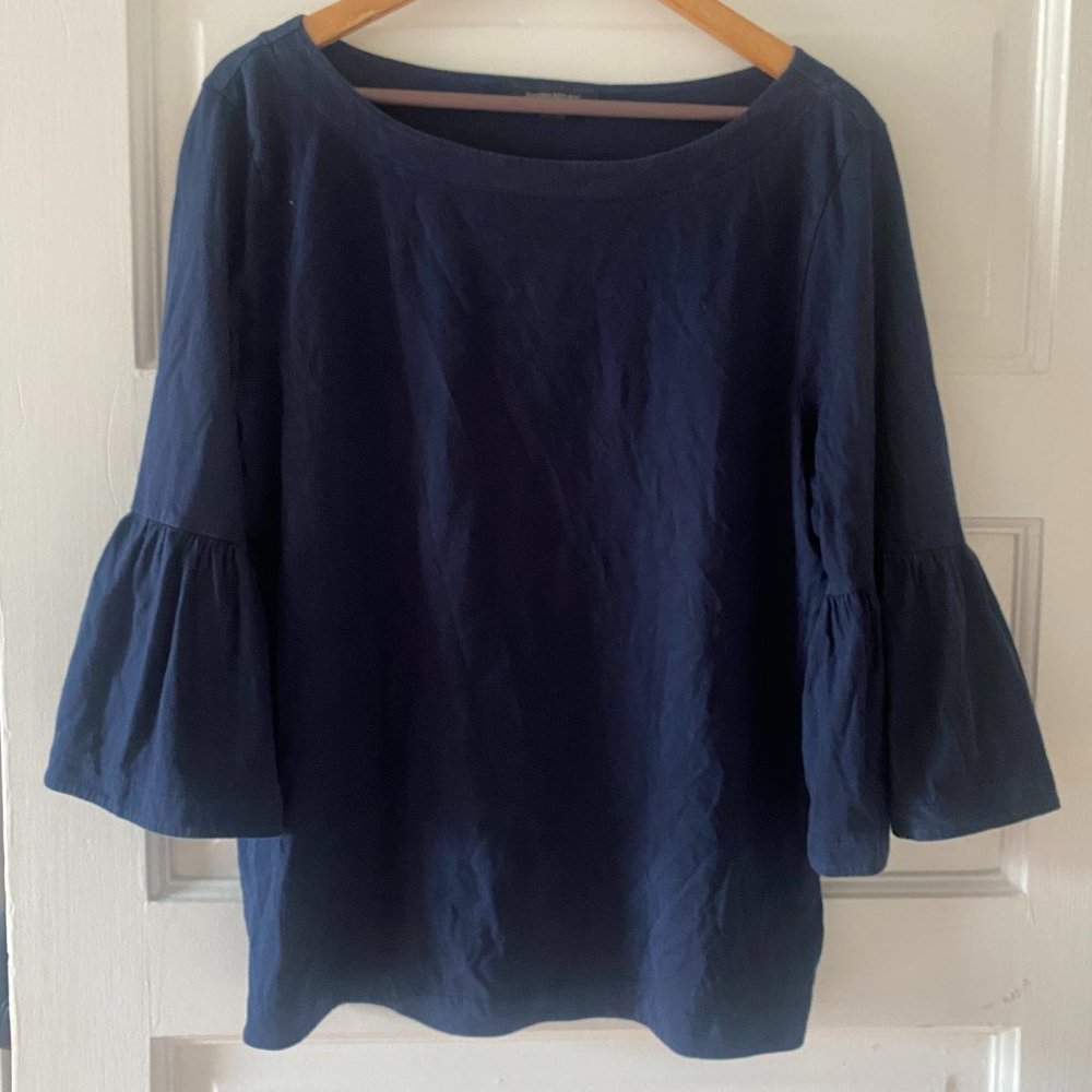 Banana Republic Navy Blouse with Flare Sleeves - Size L